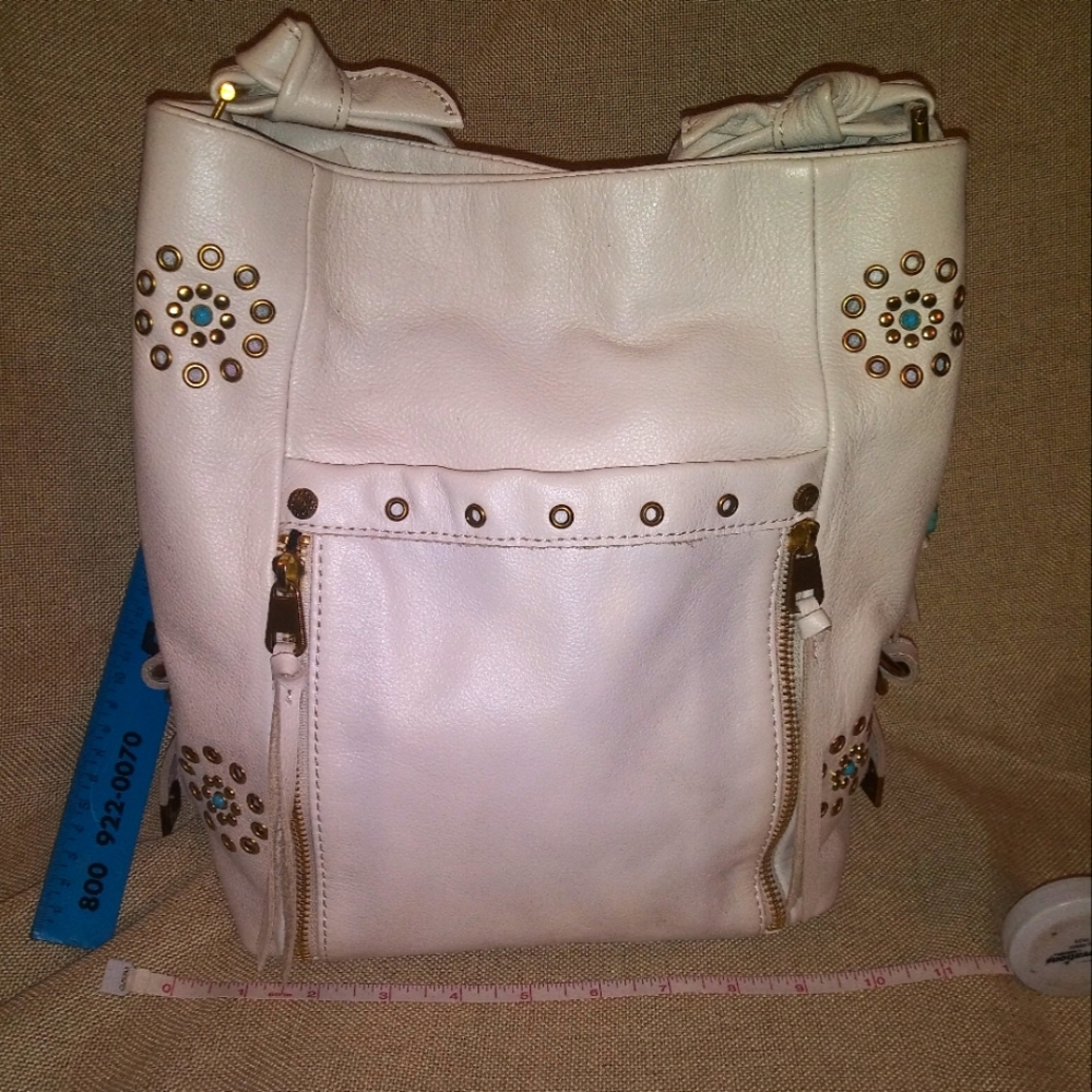 The Sak Leather Shoulder Bag, Off White, Bone, Cream w/Charm